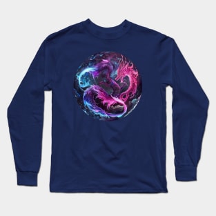 Guardian of the Night: Moonlit Dragon Circle Long Sleeve T-Shirt